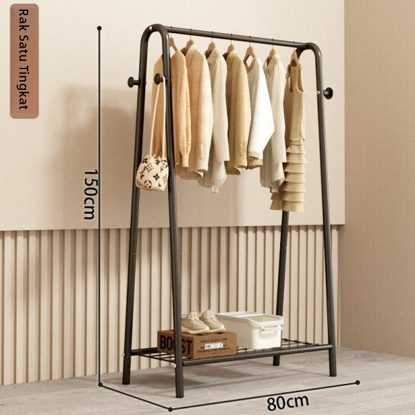 Freestanding Garment Rack with Storage Basket, Heavy Duty Metal Clothes Rack with Double Hanging Rods