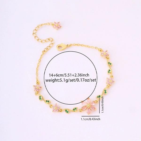 Floral Design Bracelet for Women - Silver & Gold Tone, Flower Charm