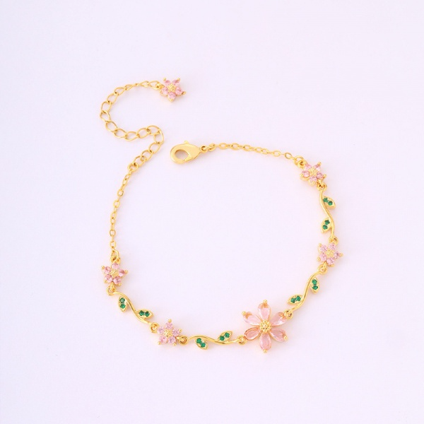 Floral Design Bracelet for Women - Silver & Gold Tone, Flower Charm