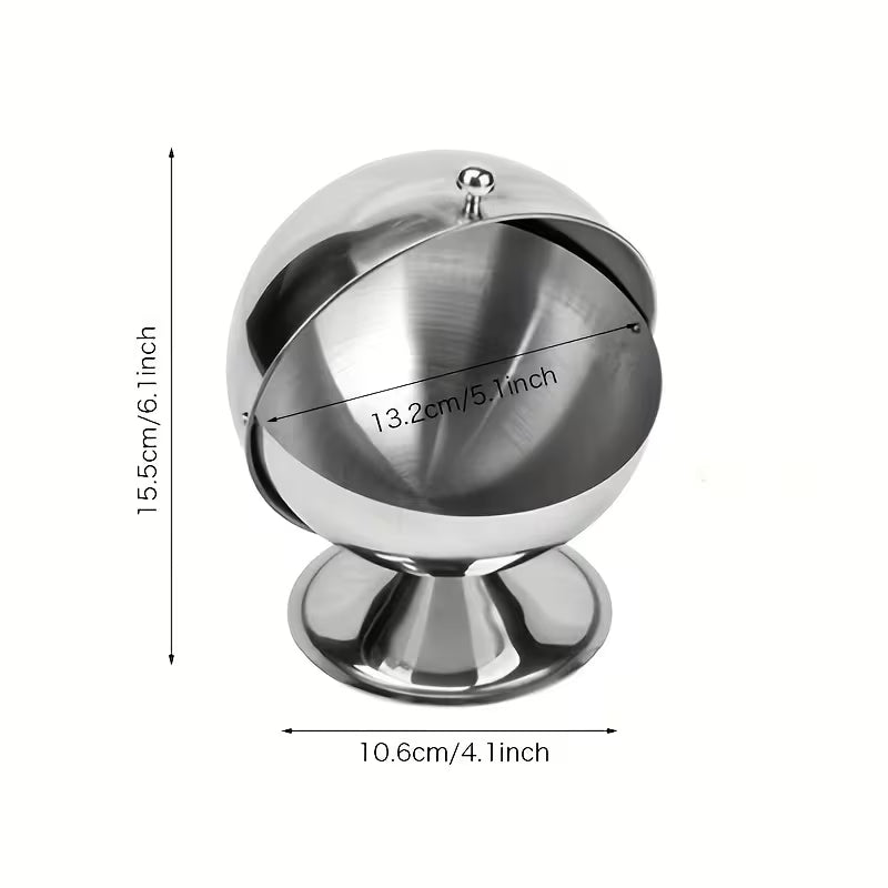 1pc FARIDABIO Stainless Steel Sphere Storage Jar - Space-Saving Organizer with Flip-Top Lid, Food-Safe Desktop Container for Kitchen