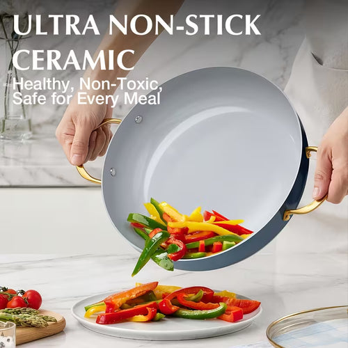 12 Inch Nonstick Large Deep Frying Pan with Lid